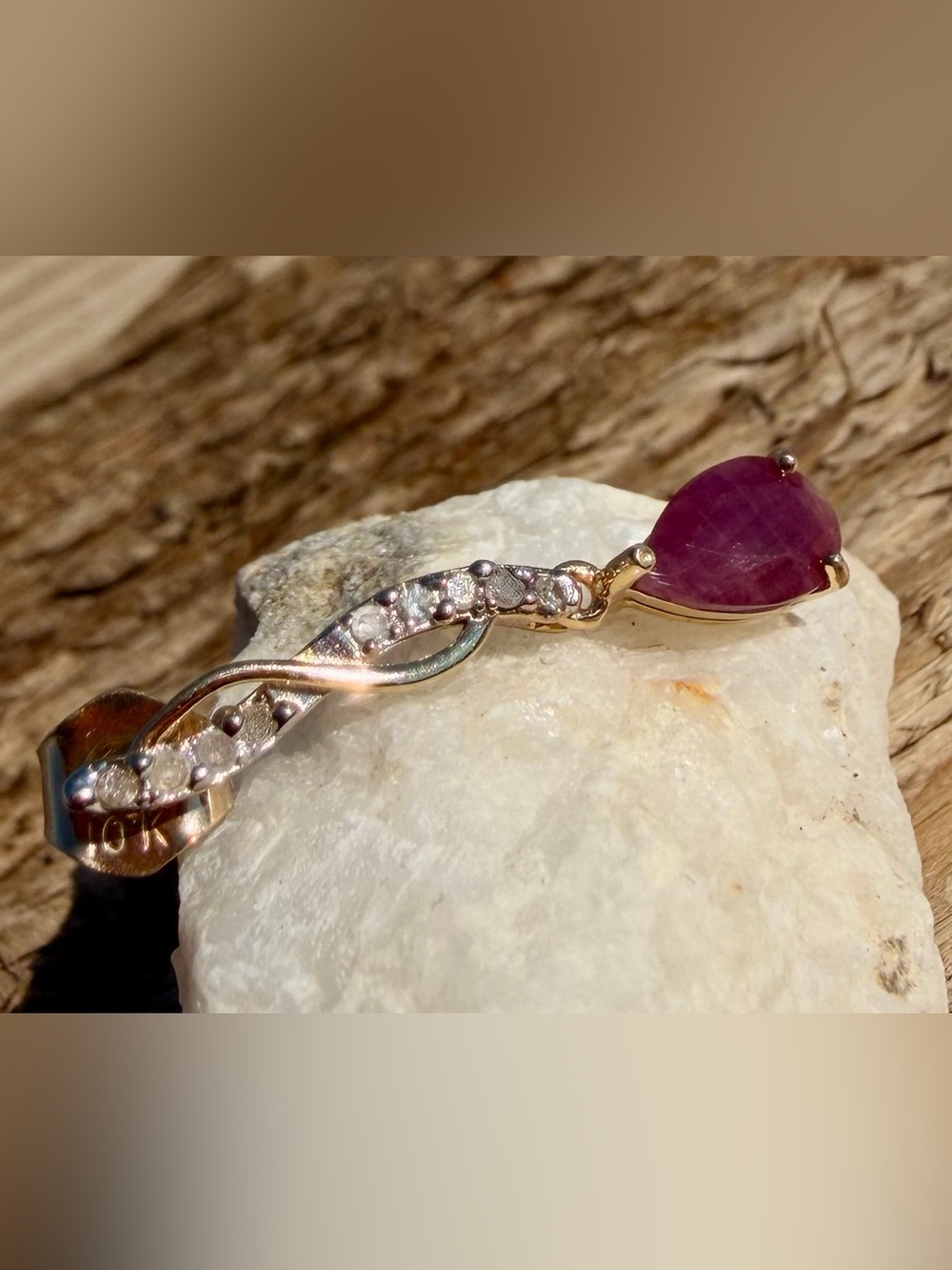 ❤️ 10K SOLID GOLD 1 CTW Ruby & Diamond Dangle Earrings - Picture 7 of 11